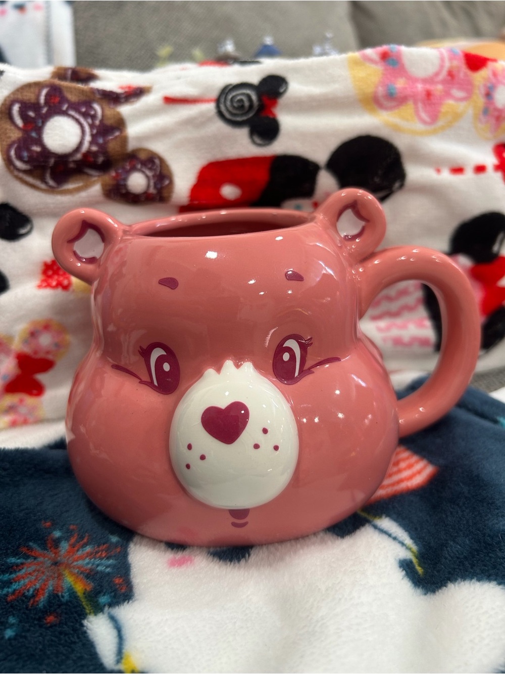 Pink Care Bear Ceramic Mug with Heart Nose